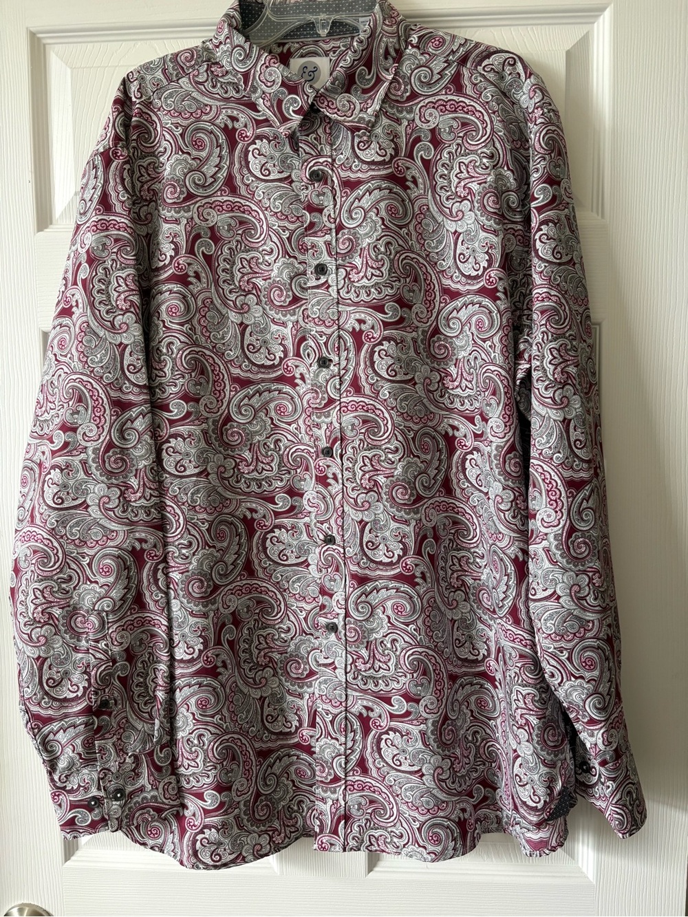 Kilburne & Finch Men’s Paisley Button-Up Shirt — Burgundy & White 2XT NWT
